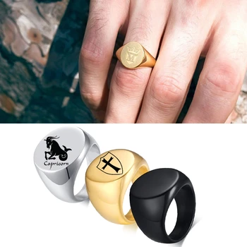 Персонализированное мужское кольцо из нержавеющей стали с пользовательскими инициалами, именная печатка на мизинце, подарки мужу, парню, папе