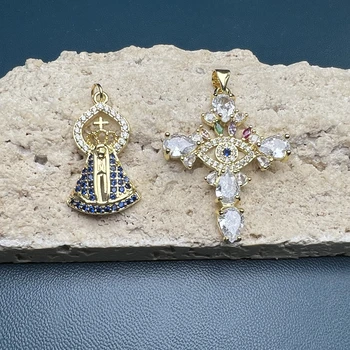Высококачественный Металлический Циркон Virgin Cross Death Charm Ожерелье Подвески Для Изготовления ювелирных Изделий diy Аксессуары