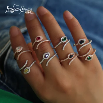 Готические Эстетические Обручальные кольца в форме Змеи для женщин с Зеленым Хрустальным Камнем, Обручальное кольцо, Ювелирный подарок, Anillos Mujer