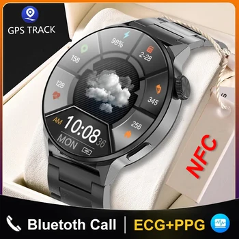 2023 NFC Смарт-Часы Мужские GPS Трек Bluetooth Вызов Спортивные Часы Беспроводная Зарядка Пользовательский Циферблат Пульсометр ЭКГ Smartwatch Для Xiaomi
