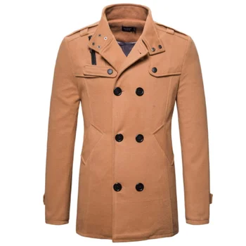 Новое Деловое повседневное мужское шерстяное пальто, Мужская ветровка, осенне-зимняя новая мужская одежда, Английское приталенное мужское пальто средней длины