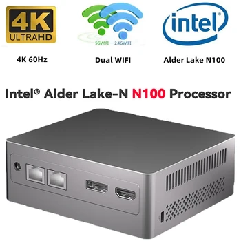 мини-ПК 12-го поколения Intel N100 Четырехъядерный МИНИ-ПК Windows 11 Pro DDR4 4800Hz 8GB 512GB SSD BT4.2 1000M Lan Настольный Игровой Компьютер