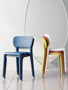 Обеденные стулья с пластиковым уплотнением, Современный Штабелируемый офисный стул, Скамейки для учебы, Спинка для гостиной, Обеденные стулья, мебель для дома