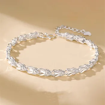 Изящный браслет-цепочка из стерлингового серебра 925 пробы Для женщин, роскошные модные вечерние Свадебные украшения, Благородные подарочные подвески 20 см, Классика
