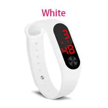 Мужские Женские повседневные спортивные часы-браслет, белые светодиодные электронные цифровые силиконовые наручные часы ярких цветов для детей, детские