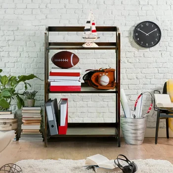 Складной Книжный шкаф Stratford с 3 полками -теплый коричневый держатель для хранения мебели для дома