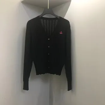 Megeara Корейский Y2K Модная одежда Женский Кардиган с длинным рукавом, Черные высококачественные топы, кардиган, свитер