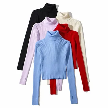 MRMT 2023, Брендовый облегающий эластичный Женский свитер, Модный Короткий тонкий свитер с высоким воротом, Топы для женщин, женские свитера