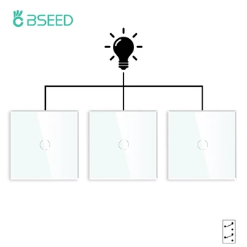 Bseed 1 Банда 3-позиционный лестничный выключатель ЕС, Россия, Световые сенсорные выключатели, 2 цвета, панель из хрусталя, Обустройство дома