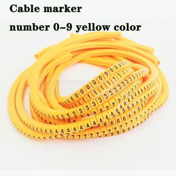 Маркер кабеля ПВХ EC-0 EC-1 Маркер провода кабеля с номером от 0 до 9 Размер кабеля 1,5 кв. мм желтого цвета Маркеры кабеля ПВХ маркер изоляции