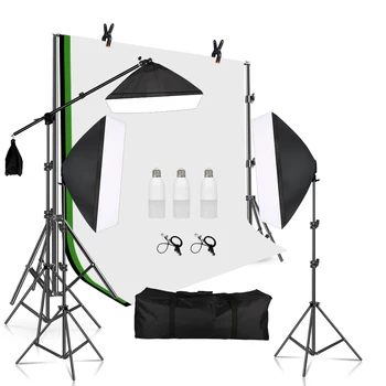 Комплект для фотосъемки с фоновой подставкой SH 2,6x3 м С тремя софтбоксами Octagon 70 см, штативом и муслиновой тканью для Фотостудии