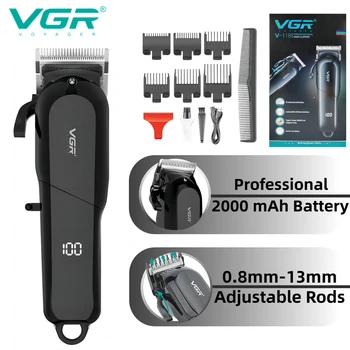Триммер для волос VGR, Профессиональная мужская машинка для стрижки волос, Электрическая Машинка для стрижки волос, Минималистичные Регулируемые Стержни, Парикмахерский Триммер V-118