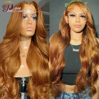 Рыжевато-коричневые Кружевные Передние Парики из человеческих волос Объемная волна 13x4 Кружевной Фронтальный парик для женщин # 30 Светлых цветных кружевных передних париков Remy Hair