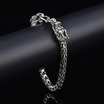 Настоящий браслет-цепочка из Стерлингового Серебра 925 Пробы с двойным звеном Дракона 7,09 