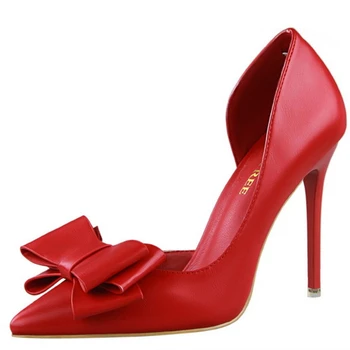 Женские туфли-лодочки на высоком каблуке 10,5 см, Свадебные туфли с острым носком в виде бабочки, женская обувь для вечеринок, Пикантные однотонные модельные туфли на низком каблуке