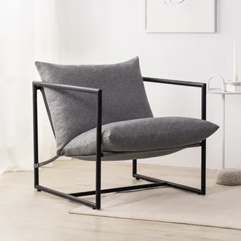 Кресло Zinus Aidan с металлическим каркасом, светло-серая мебель для гостиной, роскошный современный диван