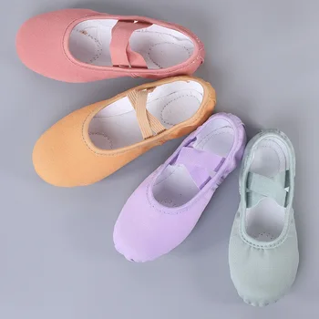 Новые Женские балетные туфли для танцев, Детские Балетные тапочки на мягкой подошве, Профессиональная парусиновая танцевальная обувь для балета Morandi