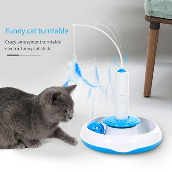 Электрическая палочка для кошек 2 в 1 и башня из треков, автоматические вращающиеся интерактивные игрушки для кошек, поворотный стол с мячом, забавные палочки для домашних животных, котенок
