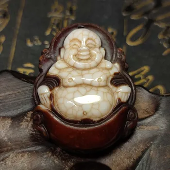 Тибетские ювелирные изделия Резьба по натуральному агату Открывающая улыбка Будды Майтрейи Агат Кулон со знаком Будды DIY Аксессуары