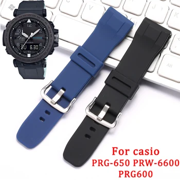 24 мм Силиконовый ремешок для часов Подходит для Casio PRW-6600 PRG600 650Y Wachband, Мужской Резиновый Спортивный Водонепроницаемый Браслет, Аксессуары