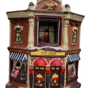 Керамический дом, магазин Рождественских игрушек, Миниатюрный вид на улицу, Световое украшение для песочного лотка