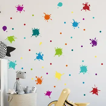 4 шт. Многоцветная Акварельная наклейка на стену с брызгами Чернил, наклейка на стену с брызгами краски Для художественной комнаты, украшения детской классной комнаты