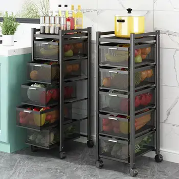Выдвижной кухонный стеллаж для овощей, многослойный стеллаж для хранения фруктов, Кухонный органайзер, кухонный шкаф для хранения