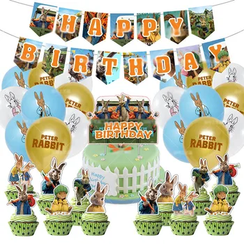 Умный Кролик и его друзья, украшение для Вечеринки по случаю Дня рождения, Принадлежности для украшения торта, Латексные воздушные шары, Баннеры, Детский душ, игрушка в подарок