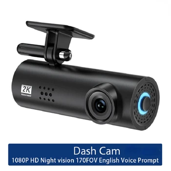 Автомобильный Видеорегистратор 1s ПРИЛОЖЕНИЕ Английское Голосовое Управление 1S Full 1080P HD Ночного Видения 170 ° FOV Видеорегистратор WiFi Smart Dash Cam 24-часовая Парковка