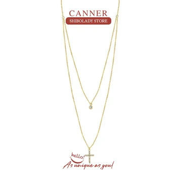 Ожерелье CANNER из Циркона с крестом из стерлингового серебра 925 пробы Для женщин, Многослойная цепочка в стиле Панк-рок, изысканные ювелирные изделия, Тренд 2022