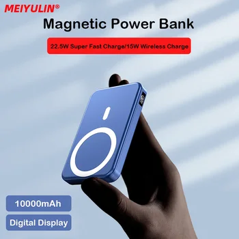 Магнитный блок питания 10000 мАч 22,5 Вт, сверхбыстрая зарядка, беспроводной блок питания, портативный внешний аккумулятор для iPhone 13 12 Xiaomi