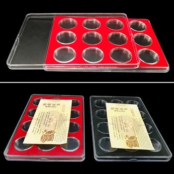 27 мм Коробка для хранения монет Пластиковый Контейнер для Капсул с памятными монетами Зодиака, Защищающий Квадратную коробку для монет, Размер круглого отверстия Для домашнего хранения