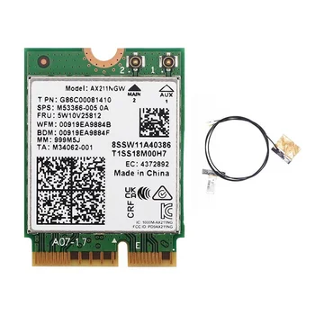 WiFi 6E AX211NGW Трехдиапазонная Беспроводная сетевая карта WiFi 2,4 G/5G/6GHz для Bluetooth 5,2 AX211 M.2 KeyE CNVio Windows10