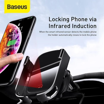 Baseus 15W Автомобильный Держатель беспроводного быстрого зарядного устройства Автомобильный Автоматический Индукционный держатель беспроводного зарядного устройства для iPhone 12