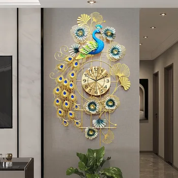настенные часы в стиле гостиной, декоративные часы с павлином, домашние модные, креативные, в китайском стиле, европейские роскошные часы