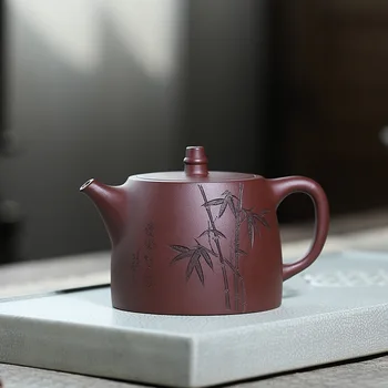 Чайник из Исинской необработанной руды, фиолетовый глиняный чайник ручной работы в стиле Цин, фиолетовый глиняный горшок