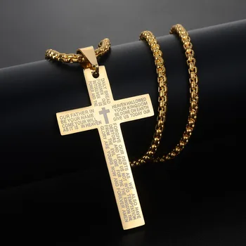 Черное Библейское ожерелье с черным Крестом Священное Писание 