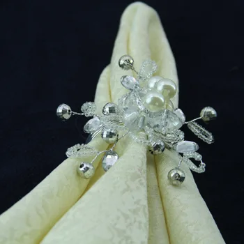 свадебное кольцо для салфеток с цветочным жемчугом, украшенное бисером, держатель для салфеток