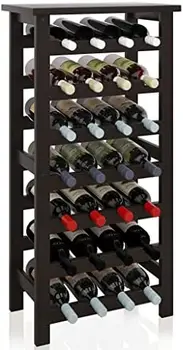 Подставка для вина на 28 бутылок со Столешницей, 7-Уровневые Отдельно стоящие Полки для хранения на кухне, в Кладовой, Погребе, Баре (Черный)