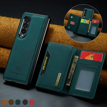 Кошелек Магнитный чехол Для телефона Samsung Galaxy Z Fold 5 4 3 Противоударная Подставка С несколькими слотами для карт Защитный кожаный чехол