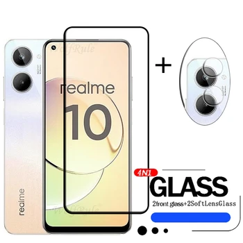 4-в-1 Для OPPO Realme 10 Стекло Для Realme 10 Закаленное стекло 9H С Полным покрытием, Защитная пленка для экрана Realme 9 Pro Plus 10, Пленка для объектива