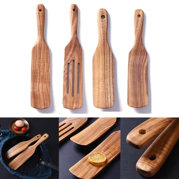 Набор деревянных лопаток, 4 штуки, набор кухонных принадлежностей, набор кухонных инструментов из акации, Лопатки