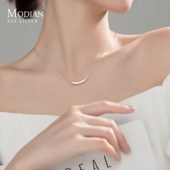 Modian Brands Классические Серебряные Бусины, Модное ожерелье с подвеской для женщин, звено Змеиной цепи из Стерлингового серебра 925 пробы, Изысканная Ювелирная Бижутерия