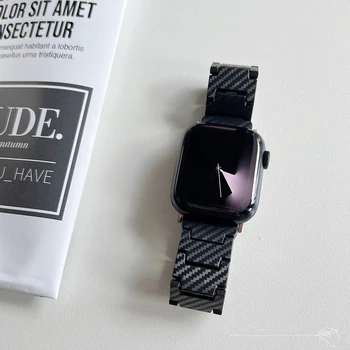 Ремешок из углеродного волокна с рисунком ПК для Apple Watch band 45 мм 44 мм 40 мм 41 мм 49 мм 42 мм Браслет для Iwatch Series 4 6 5 7 SE браслет