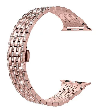 Роскошный Бриллиантовый ремешок для Apple Watch Band 6 5 SE 4 3 42 44 мм 38 мм 40 мм Браслет-цепочка из нержавеющей стали Металлический для Iwatch Series 6