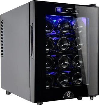 Холодильник-охладитель для бутылок вина, Винный холодильник Отдельно стоящий с замком и цифровым контролем температуры, Стеклянная дверца холодильника, Мини-вино