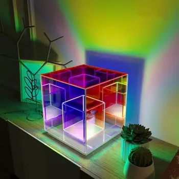 RGB 3D красочная настольная лампа для кемпинга, украшение настроения влюбленного в спальне, подходит для семейной гостиной, USB Настольный рассеянный свет