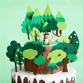 Топпер для торта с лесными деревьями, Украшения для торта в лесной тематике ручной работы, Принадлежности для украшения детских вечеринок в честь дня рождения