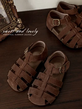 Детская милая винтажная обувь для мальчиков и девочек, детские летние сандалии