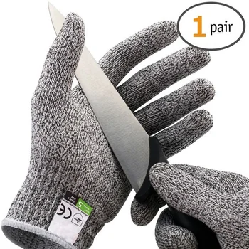 1 Пара защитных перчаток с защитой от порезов HPPE, Высокопрочная, устойчивая к порезам Защита пальцев, Кухонная Рабочая перчатка для защиты рыбы и мяса От порезов
